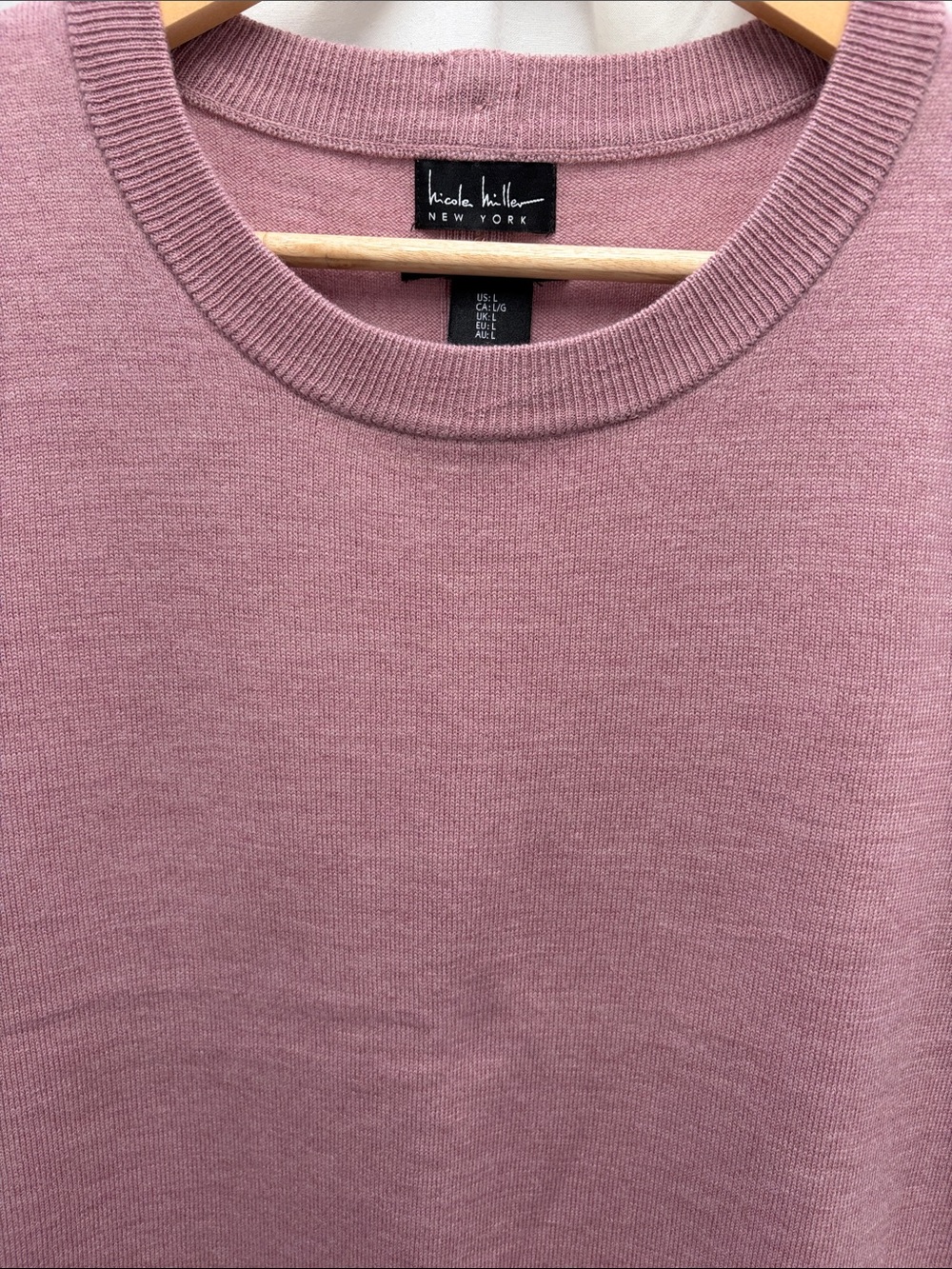 Nicole Miller New York Dusty Rose Short Sleeve Wool Sweater L - Picture 3 of 8